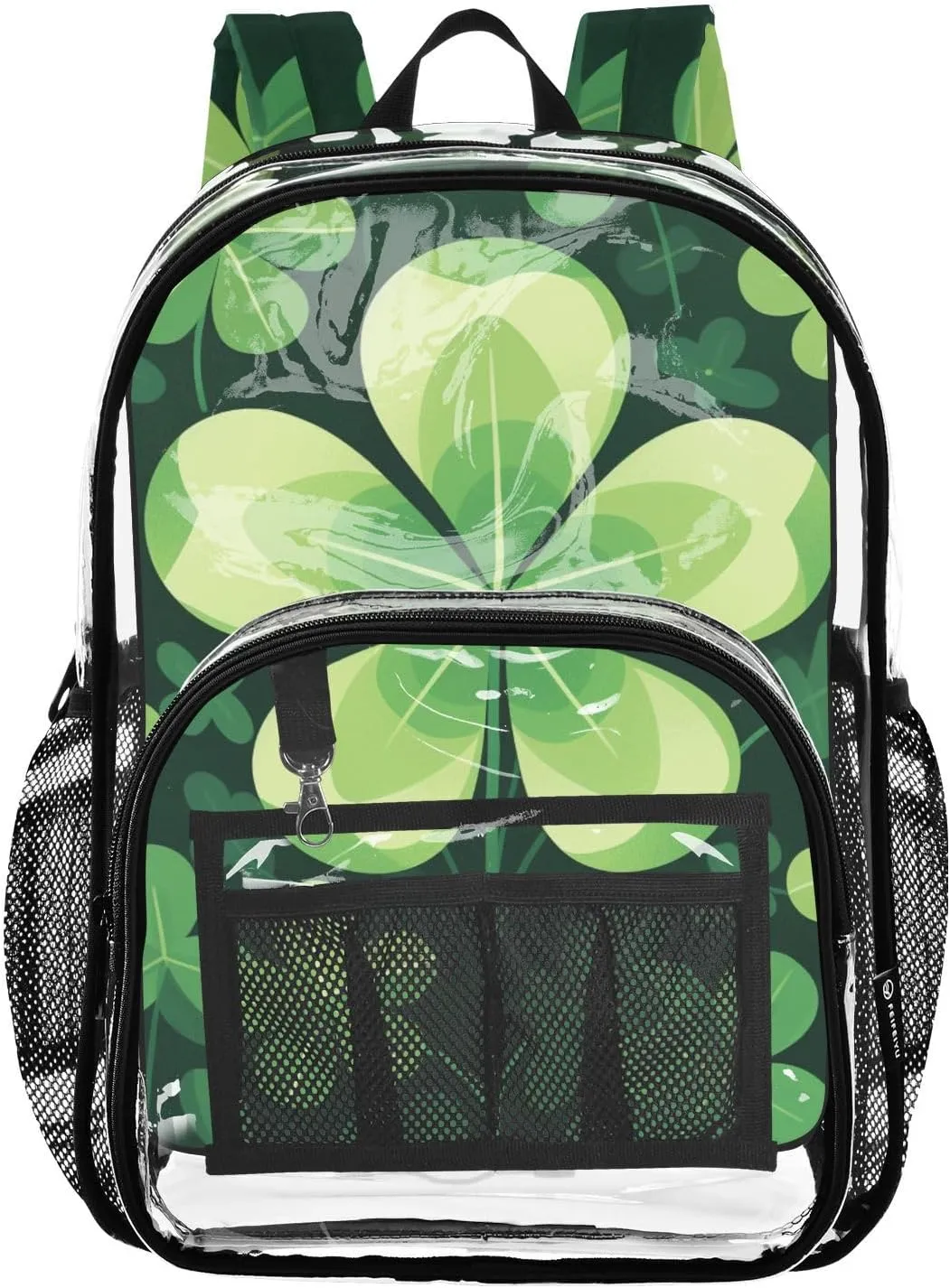 senya Transparent School Bag Four Leaves Clover Travel Backpack With Water-Resistant PVC Plastic Clear Bagpack