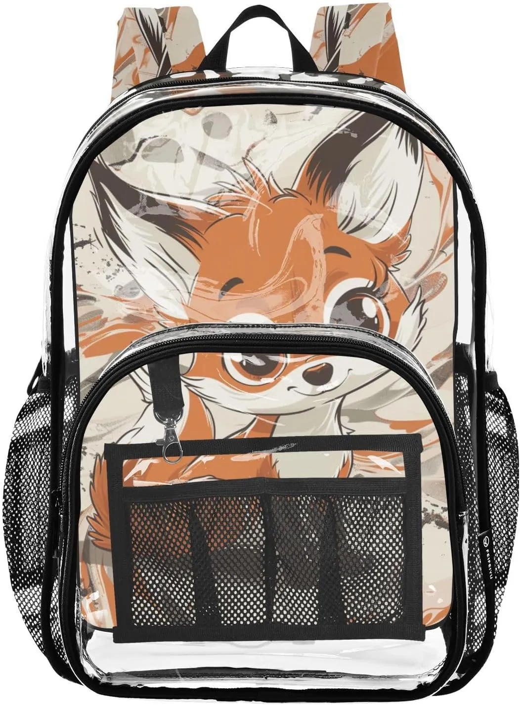 senya Transparent School Bag Foxes Ink Dyeing Travel Backpack With Water-Resistant PVC Plastic Clear Bagpack