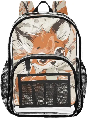 senya Transparent School Bag Foxes Ink Dyeing Travel Backpack With Water-Resistant PVC Plastic Clear Bagpack