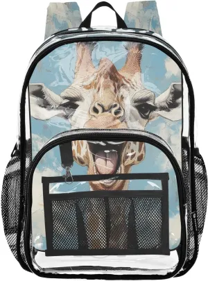 senya Transparent School Bag Giraffe Singing Travel Backpack With Water-Resistant PVC Plastic Clear Bagpack
