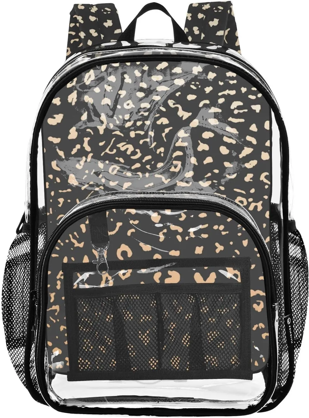 senya Transparent School Bag Golden Leopard Print Travel Backpack With Water-Resistant PVC Plastic Clear Bagpack