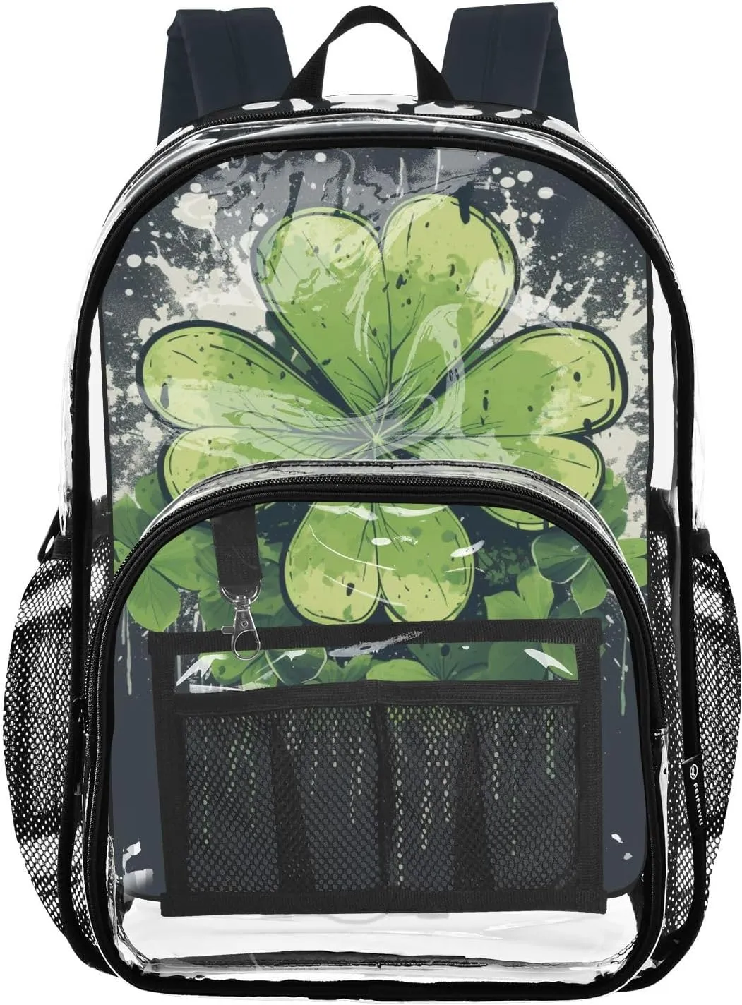 senya Transparent School Bag Graffiti Leaves Travel Backpack With Water-Resistant PVC Plastic Clear Bagpack