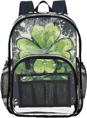 senya Transparent School Bag Graffiti Leaves Travel Backpack With Water-Resistant PVC Plastic Clear Bagpack