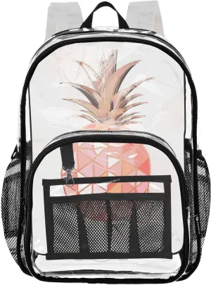 senya Transparent School Bag Pink Triangle Pineapple Travel Backpack With Water-Resistant PVC Plastic Clear Bagpack