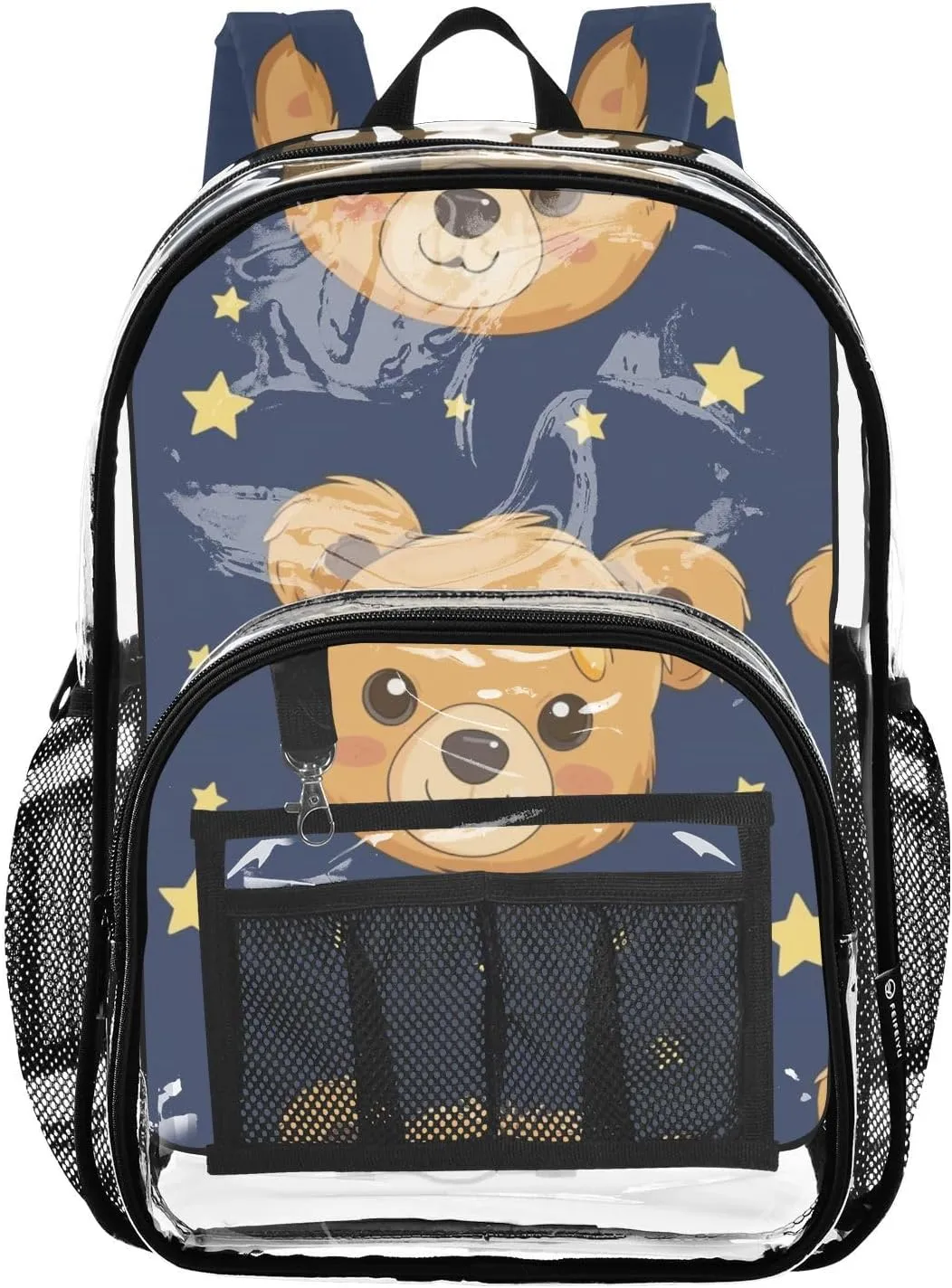 senya Transparent School Bag Shy Bears Stars Travel Backpack With Water-Resistant PVC Plastic Clear Bagpack