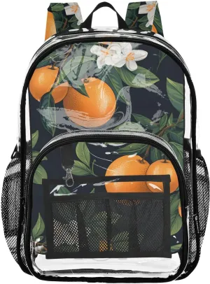 senya Transparent School Bag Sour-sweet Oranges Travel Backpack With Water-Resistant PVC Plastic Clear Bagpack