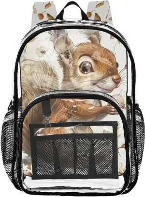 senya Transparent School Bag Squirrel Picking Nuts Travel Backpack With Water-Resistant PVC Plastic Clear Bagpack