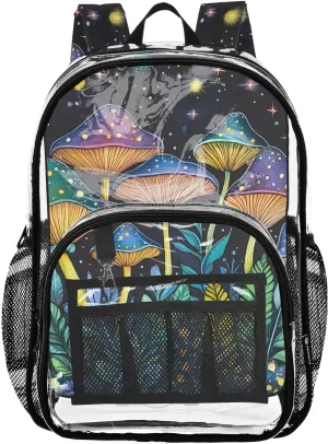 senya Transparent School Bag Starry Sky Mushroom Travel Backpack With Water-Resistant PVC Plastic Clear Bagpack