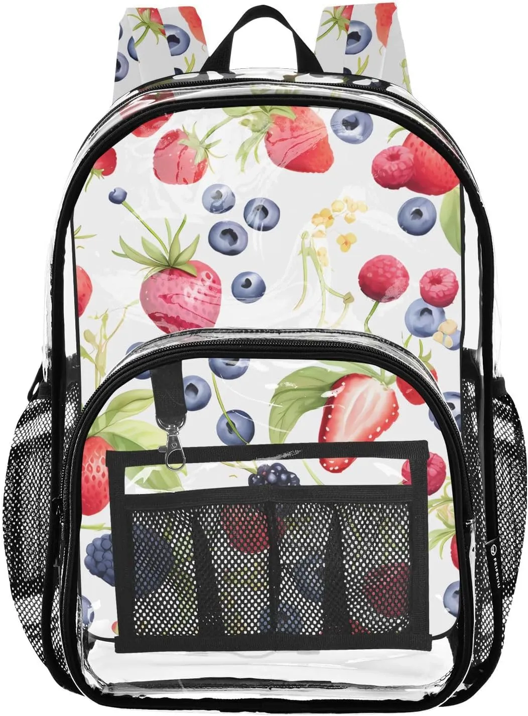 senya Transparent School Bag Strawberry Blueberry Mulberry Travel Backpack With Water-Resistant PVC Plastic Clear Bagpack