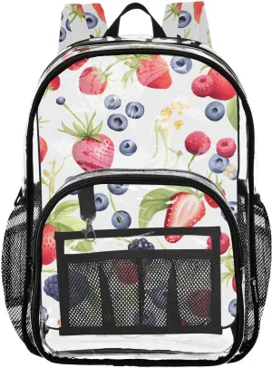 senya Transparent School Bag Strawberry Blueberry Mulberry Travel Backpack With Water-Resistant PVC Plastic Clear Bagpack
