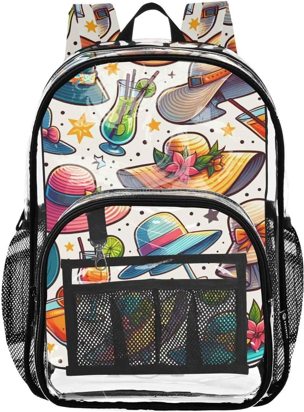senya Transparent School Bag Summer Hat Juice Travel Backpack With Water-Resistant PVC Plastic Clear Bagpack