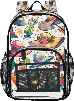 senya Transparent School Bag Summer Hat Juice Travel Backpack With Water-Resistant PVC Plastic Clear Bagpack