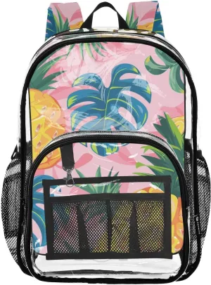 senya Transparent School Bag Summer Sweet Pineapples Travel Backpack With Water-Resistant PVC Plastic Clear Bagpack
