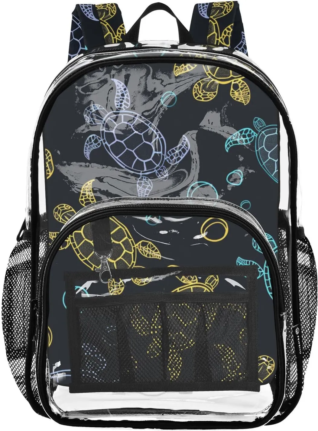 senya Transparent School Bag Turtles Blowing Bubbles Travel Backpack With Water-Resistant PVC Plastic Clear Bagpack