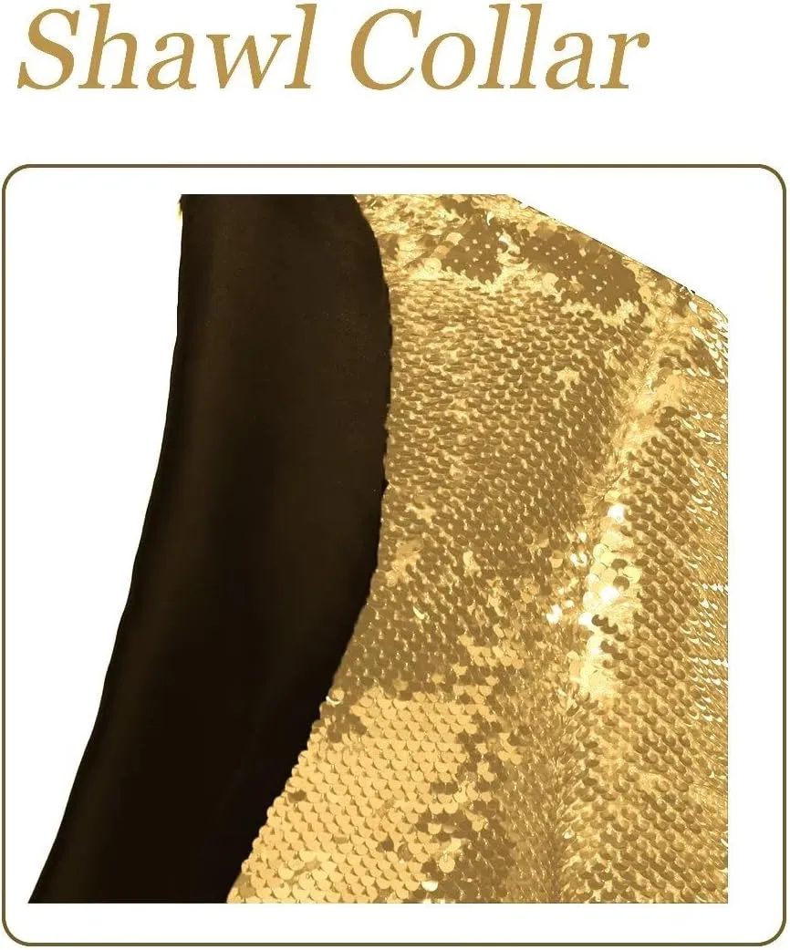 Sequin Blazer for Men Shiny Suit Jackets for Prom Party Banquet Shawl Collar Mens Tuxedo Coats