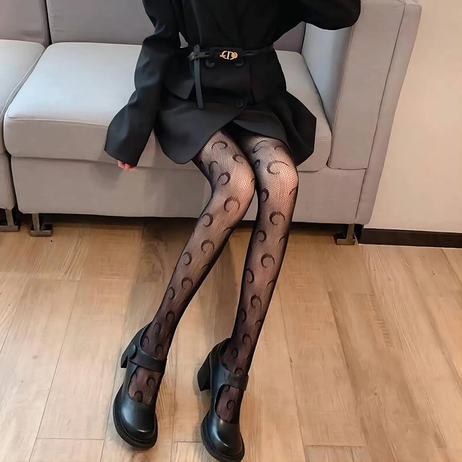 SERAPHY 2 Pairs Women's Patterned Tights Black White Lace Tights Fishnet Floral Stockings Sexy Pantyhose Leggings