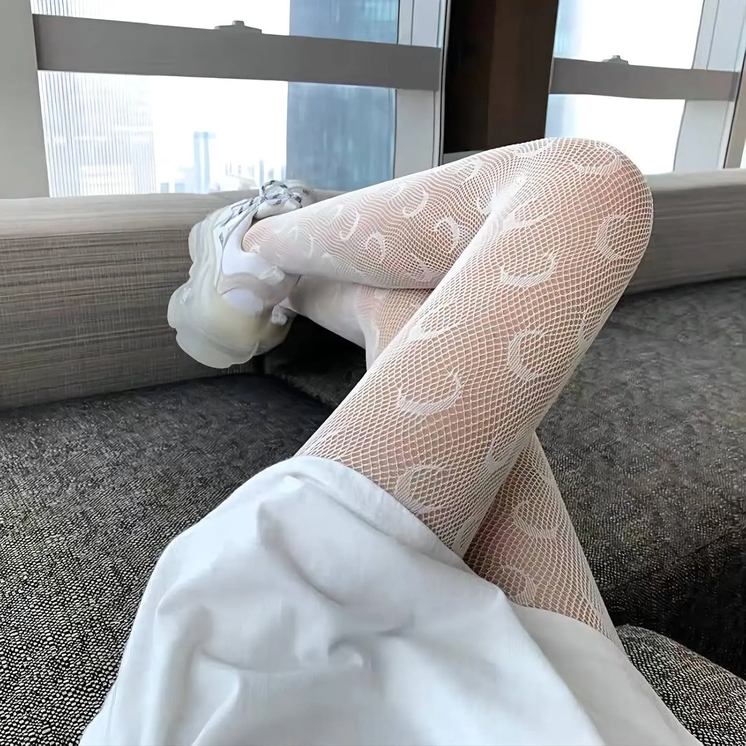 SERAPHY 2 Pairs Women's Patterned Tights Black White Lace Tights Fishnet Floral Stockings Sexy Pantyhose Leggings