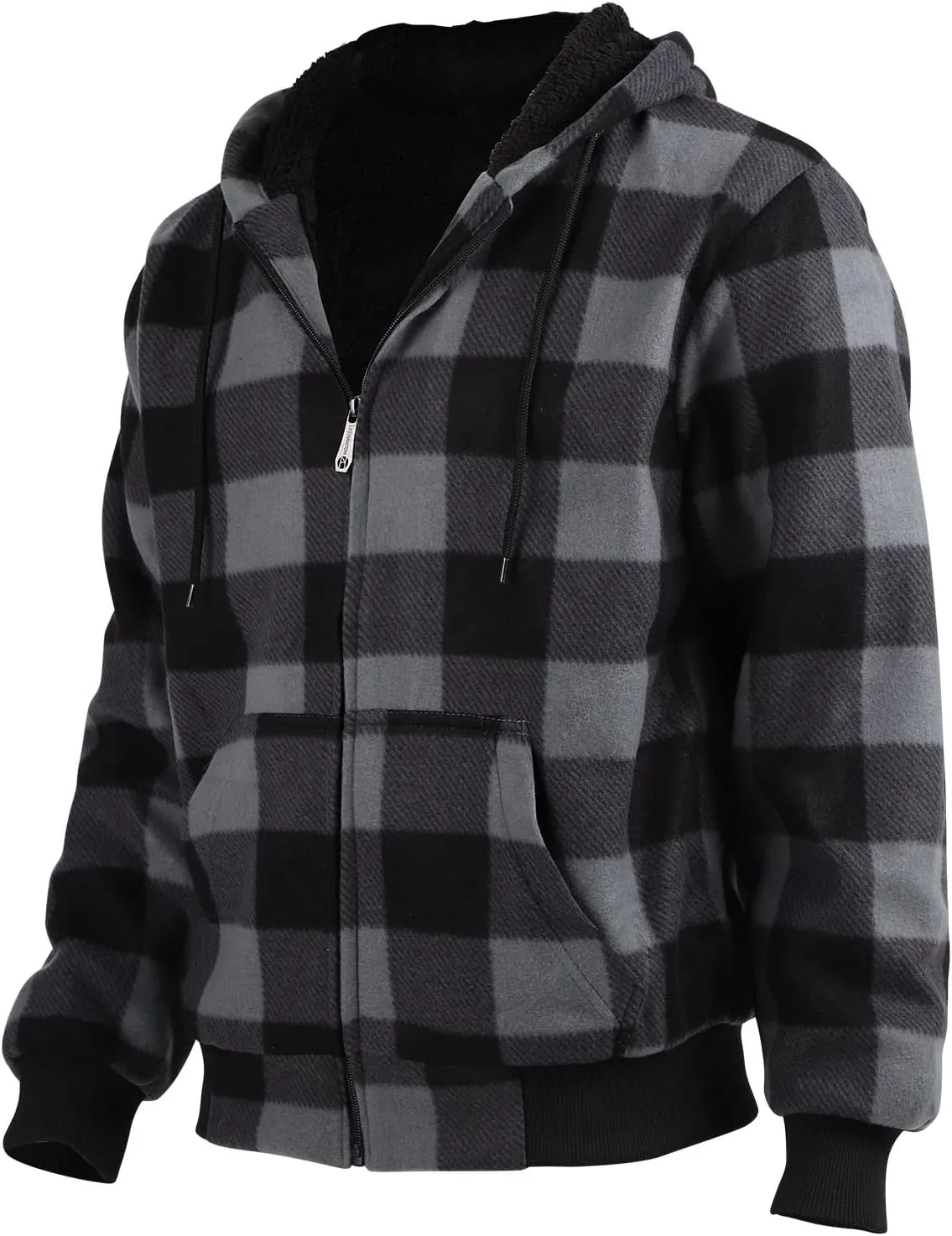 Sherpa Fleece Lined Hoodie Big and Tall Plaid Flannel Jacket Winter Coats for Men Zip Up Winter Warm Sweatshirts