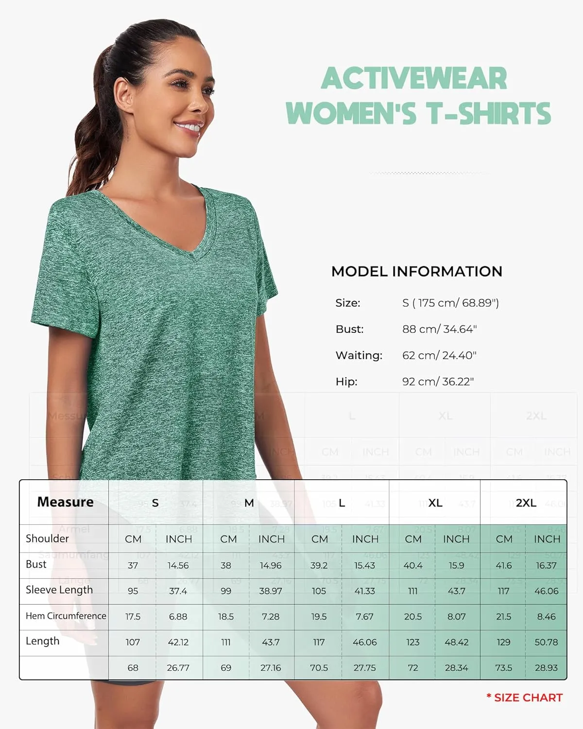 Short Sleeve Workout Shirts Women Loose Fit, V-Neck Women Exercise T-Shirt Workout Top, Dry Fit Yoga Gym Sport Tops