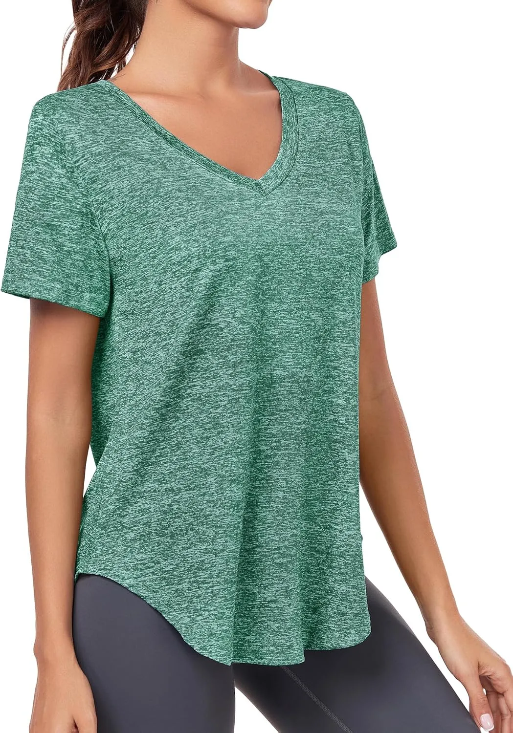 Short Sleeve Workout Shirts Women Loose Fit, V-Neck Women Exercise T-Shirt Workout Top, Dry Fit Yoga Gym Sport Tops