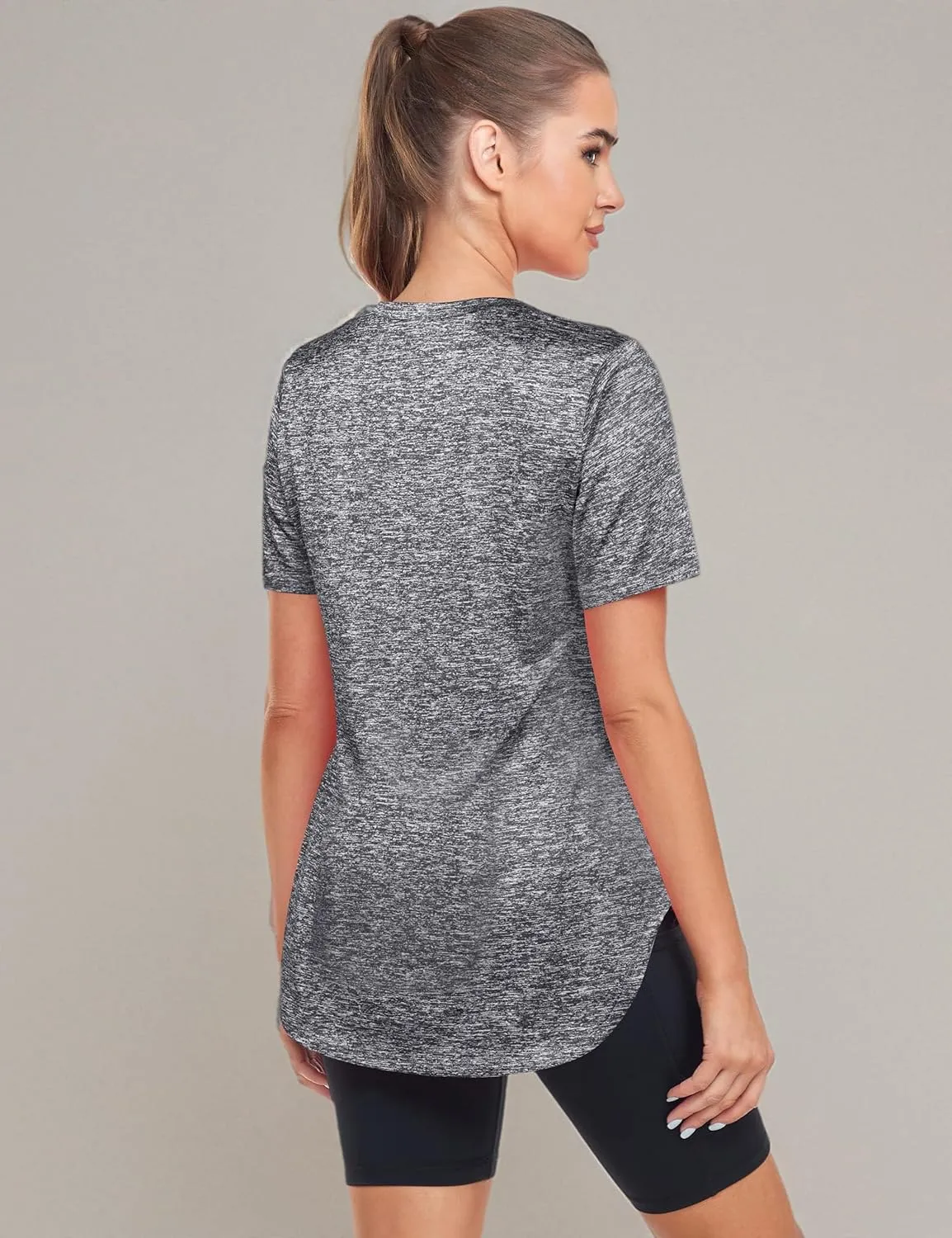 Short Sleeve Workout Shirts Women Loose Fit, V-Neck Women Exercise T-Shirt Workout Top, Dry Fit Yoga Gym Sport Tops