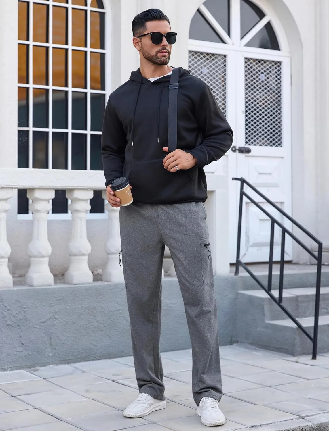 SILKWORLD Sweatpants for Men Zipper Cargo Pockets Joggers Open Bottom Casual Pants for Athletic, Jogging, Running, Workout