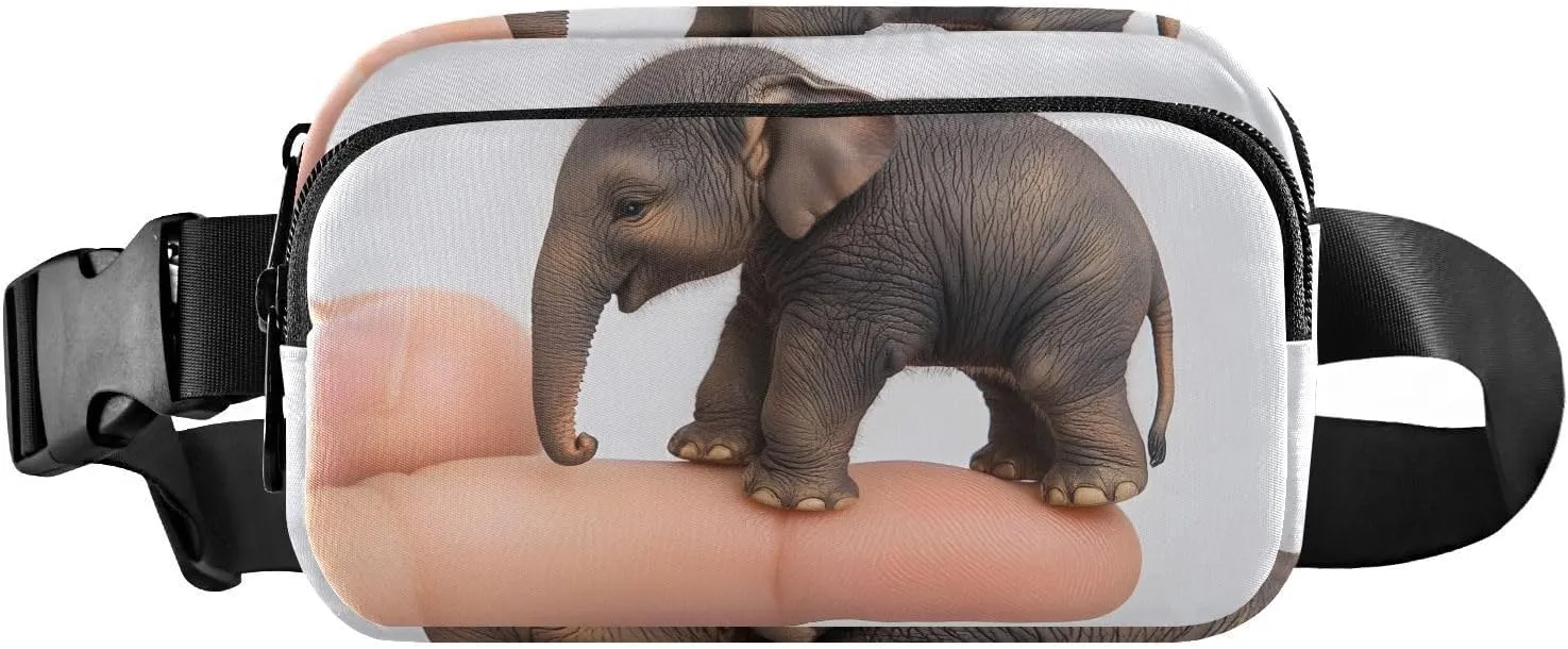Small Elephant Fanny Pack Water Resistant Waist Pack Sling Bag Purse for Women Men Travel Hiking