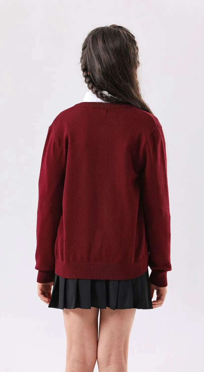 SMILING PINKER Girls Cardigan Sweater School Uniforms Button Long Sleeve Knit Tops