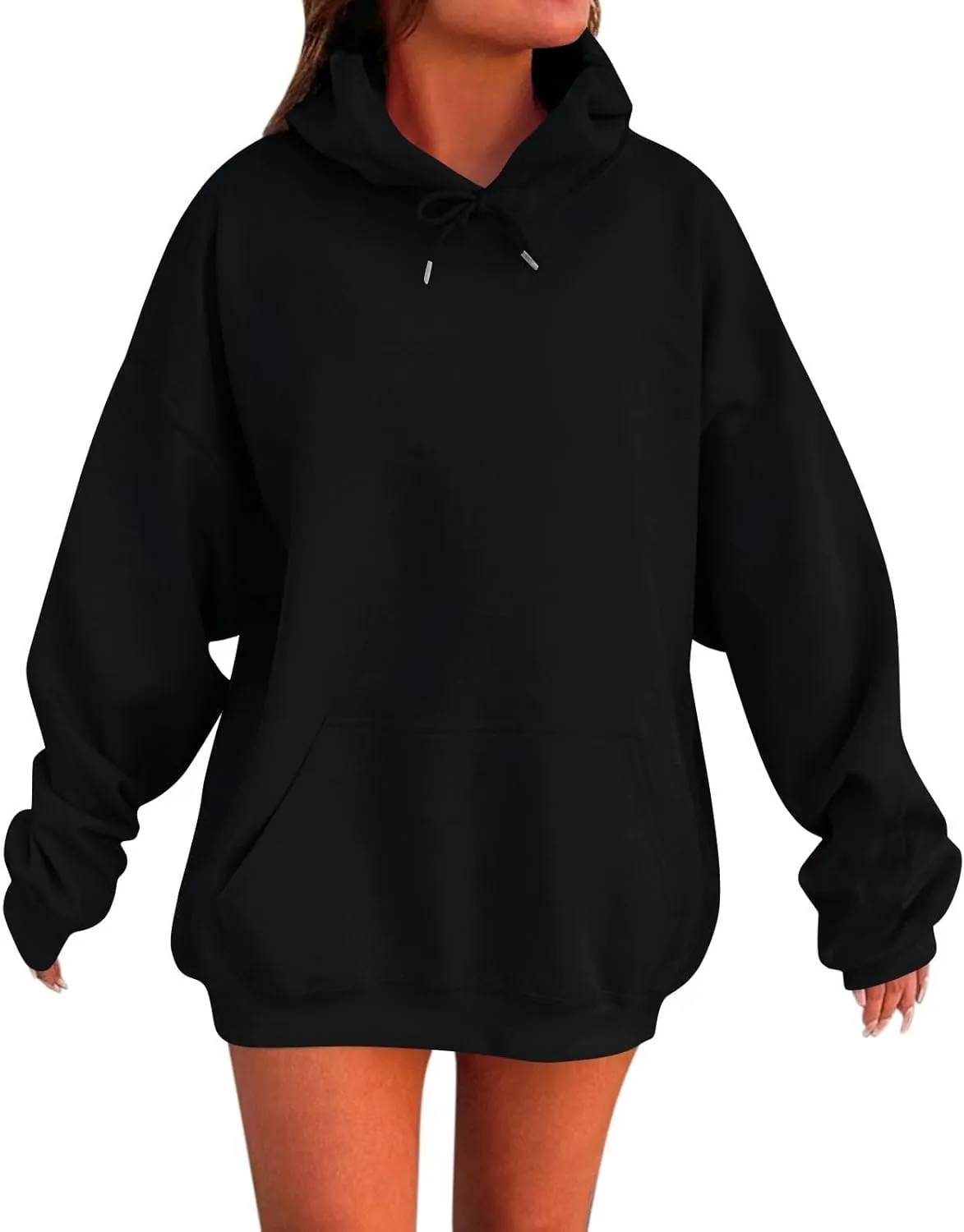 Solid Color Hoodies for Women Oversized Sweatshirts Long Sleeve Drawstring Pullover 2024 Fall Outfits with Pockets