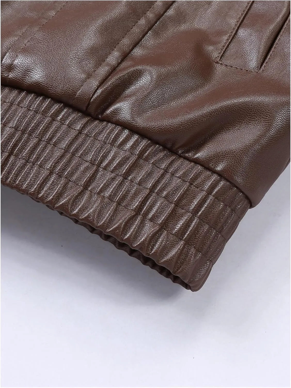SOLY HUX Men's PU Leather Jacket Collar Long Sleeve Flap Pocket Loose Motorcycle Jacket Coats