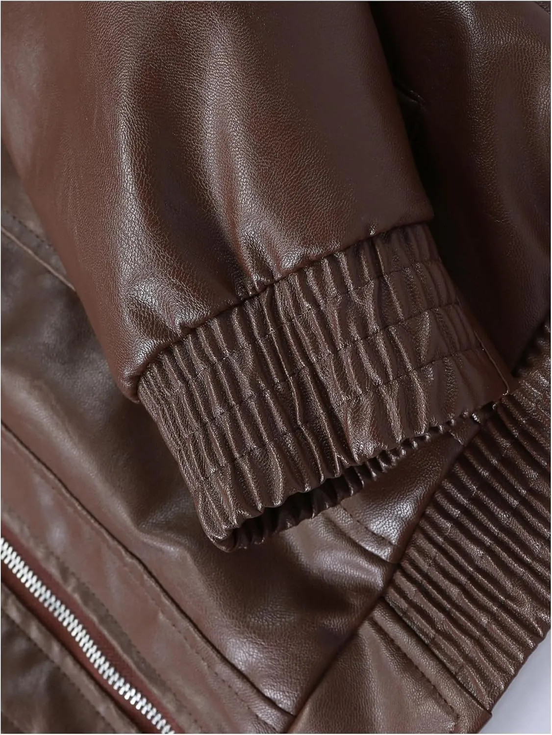 SOLY HUX Men's PU Leather Jacket Collar Long Sleeve Flap Pocket Loose Motorcycle Jacket Coats