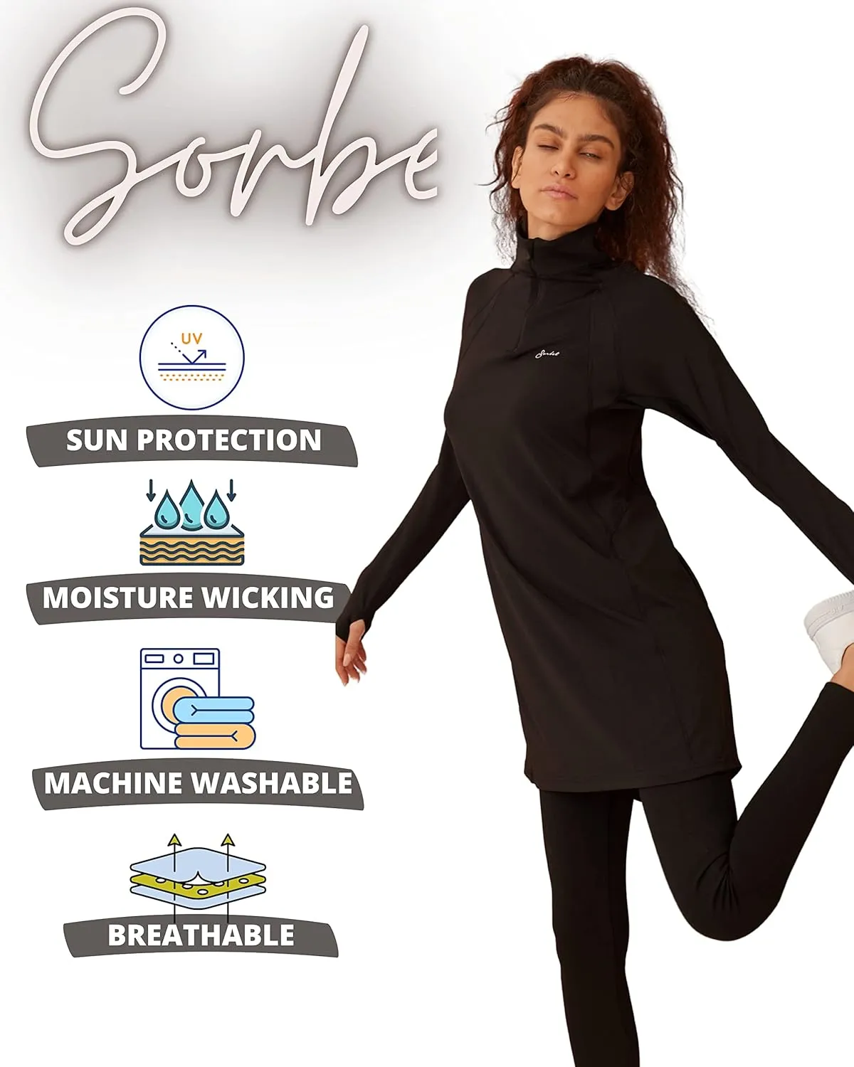 Sorbet Womens Long Sleeve Tops - Lightweight Women's UPF 50  SPF Shirts for Women Long Sleeve-Athletic 1/4 Zip Pullover Women
