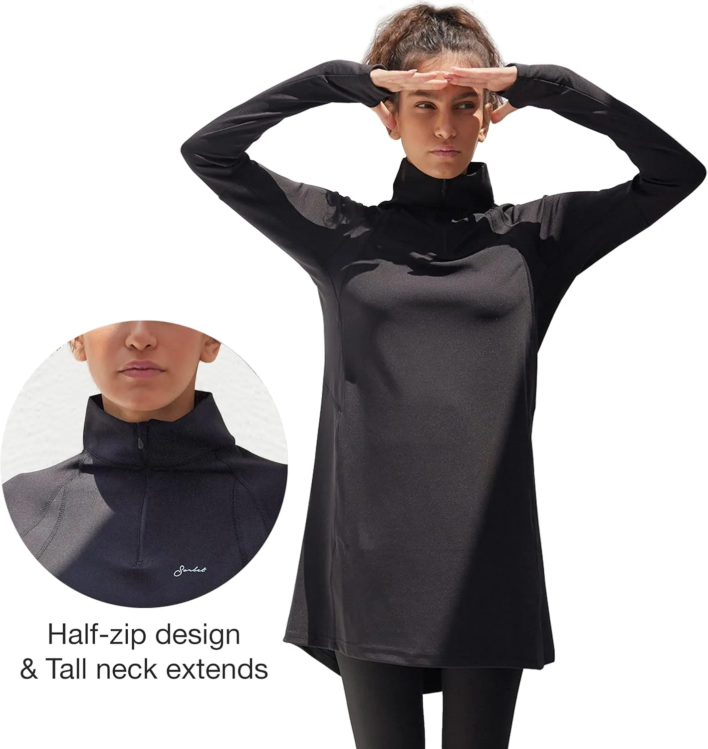 Sorbet Womens Long Sleeve Tops - Lightweight Women's UPF 50  SPF Shirts for Women Long Sleeve-Athletic 1/4 Zip Pullover Women