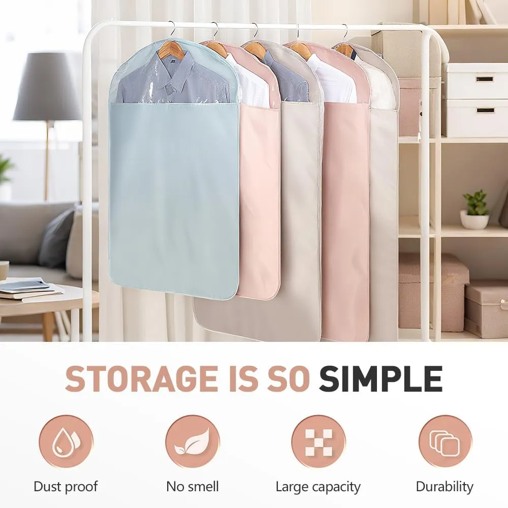 Space Saving Hanging Garment Bag with Self Compression Zipper, 2025 New Garment Bag for Hanging Clothes, Large-Capacity Down Coat storage Protector with Transparent Window (Blue, Long)