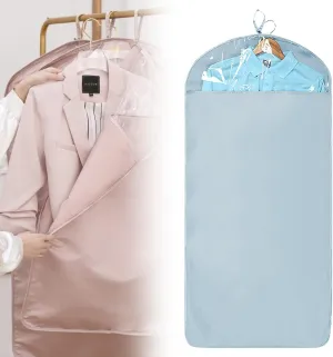 Space Saving Hanging Garment Bag with Self Compression Zipper, 2025 New Garment Bag for Hanging Clothes, Large-Capacity Down Coat storage Protector with Transparent Window (Blue, Long)