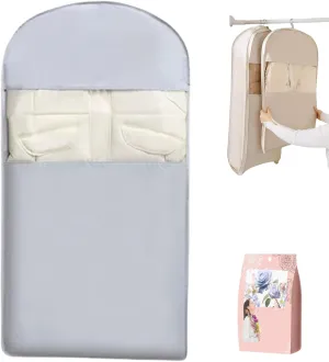 Space Saving Hanging Garment Bag with Self Compression Zipper, Down Coat Compression Dust Cover for Closet Storage, Space Saver Closet Organizers (Blue*L)