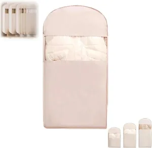 Space Saving Hanging Garment Bag with Self Compression Zipper, Dust Cover Clothes Bags for Down Coat, Space Saver Closet Organizers, for Closet Storage (Pink,Medium)