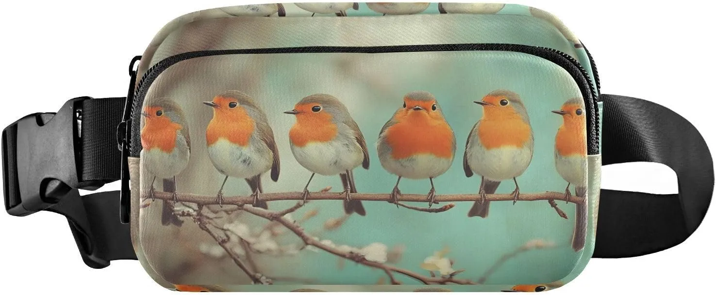 Spring Birds Fanny Pack Water Resistant, Women Men Waist Pack Sling Bag Purse for Travel Hiking