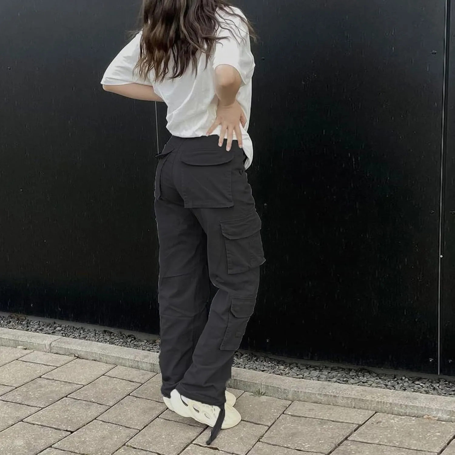 Straight Leg Cargo Pants for Women Baggy Cargo Pants with Pocket High Waist Cargo Y2k Trousers Streetwear