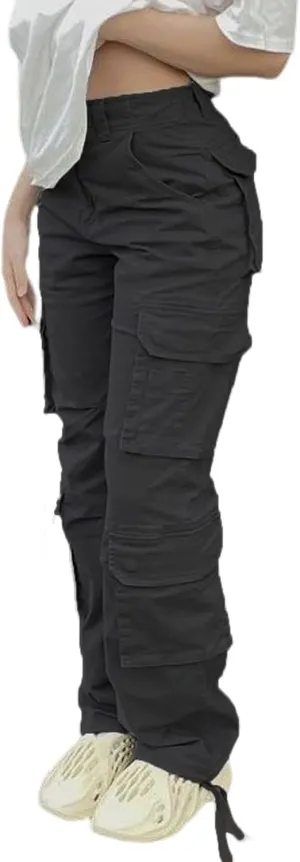 Straight Leg Cargo Pants for Women Baggy Cargo Pants with Pocket High Waist Cargo Y2k Trousers Streetwear