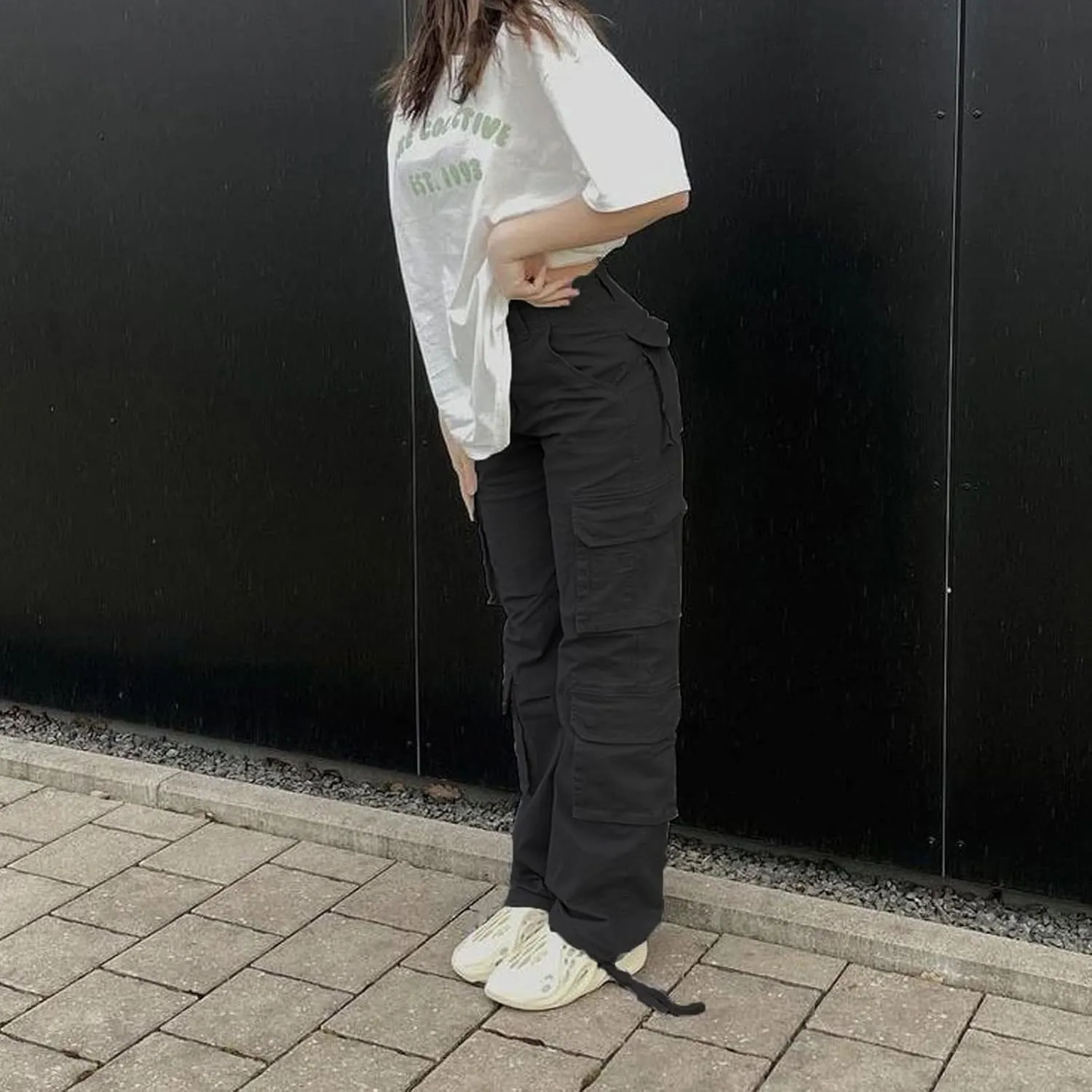 Straight Leg Cargo Pants for Women Baggy Cargo Pants with Pocket High Waist Cargo Y2k Trousers Streetwear