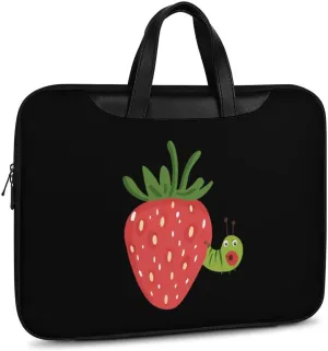 Strawberry Caterpillar Leather Bag Laptop Case Slim Water Resistant Computer Bags with Handle Briefcase for Work