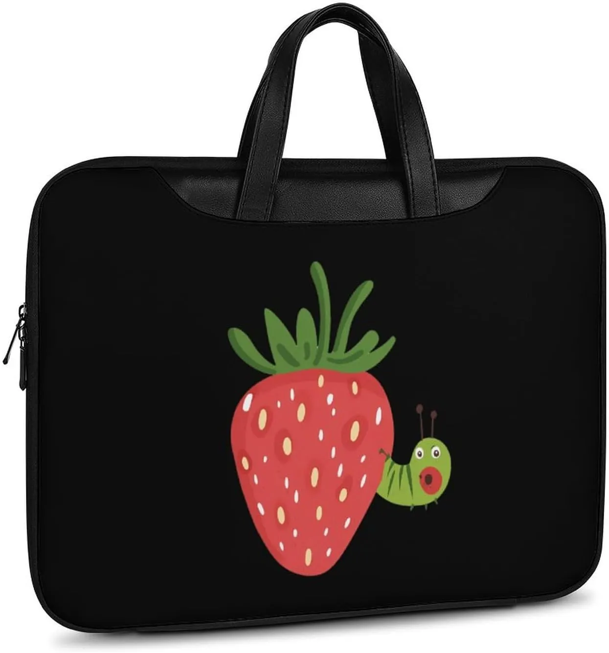 Strawberry Caterpillar Leather Bag Laptop Case Slim Water Resistant Computer Bags with Handle Briefcase for Work