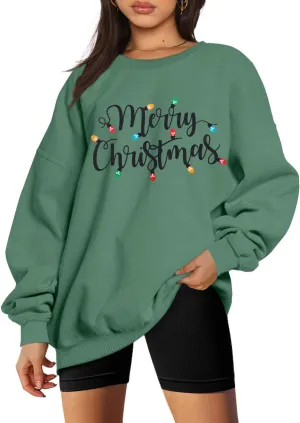 SUPEYA Women's Merry Christmas Oversized Pullover Sweatshirt With Lights - Holiday Xmas Sweater Top