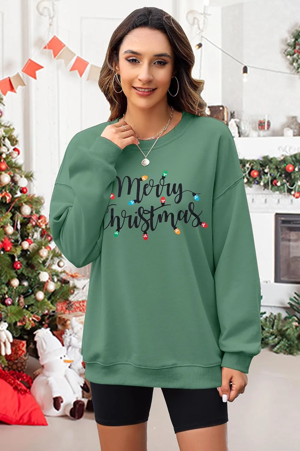 SUPEYA Women's Merry Christmas Oversized Pullover Sweatshirt With Lights - Holiday Xmas Sweater Top