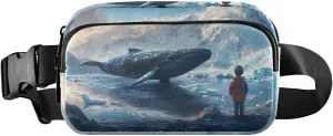 Surreal Whale Fanny Pack Water Resistant Waist Pack Sling Bag Purse for Women Men Travel Hiking