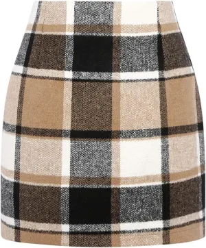 Sweater Dress for Women 2025 Mini Plaid Skirts for Women High Waisted Fall Winter Warm Pencil Short Stretchy Skirt
