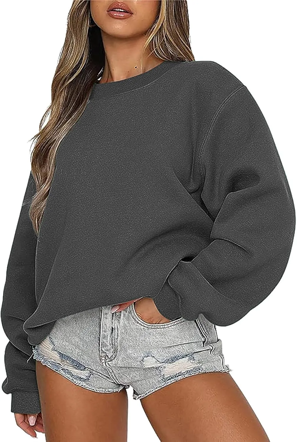 Sweatshirt for Women Loose Fit Casual Outfits Tops Long Sleeve Crew Neck Pullover Hoodie 2024 Fall Fashion Clothes