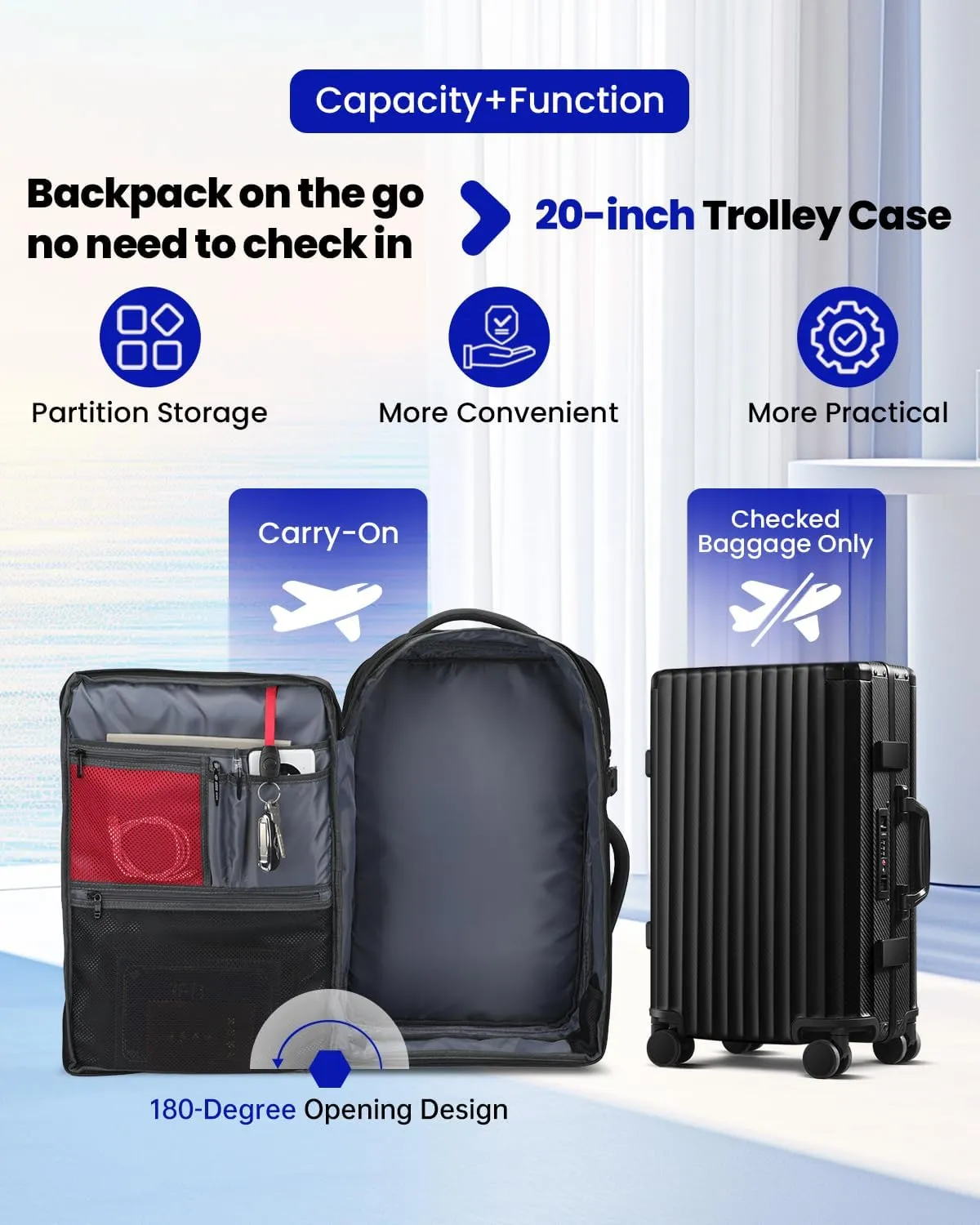 SWICKY Travel Backpack, 40L Water-Resistant Expandable Bag, USB Port, Anti-Theft, Lightweight for Business Travel