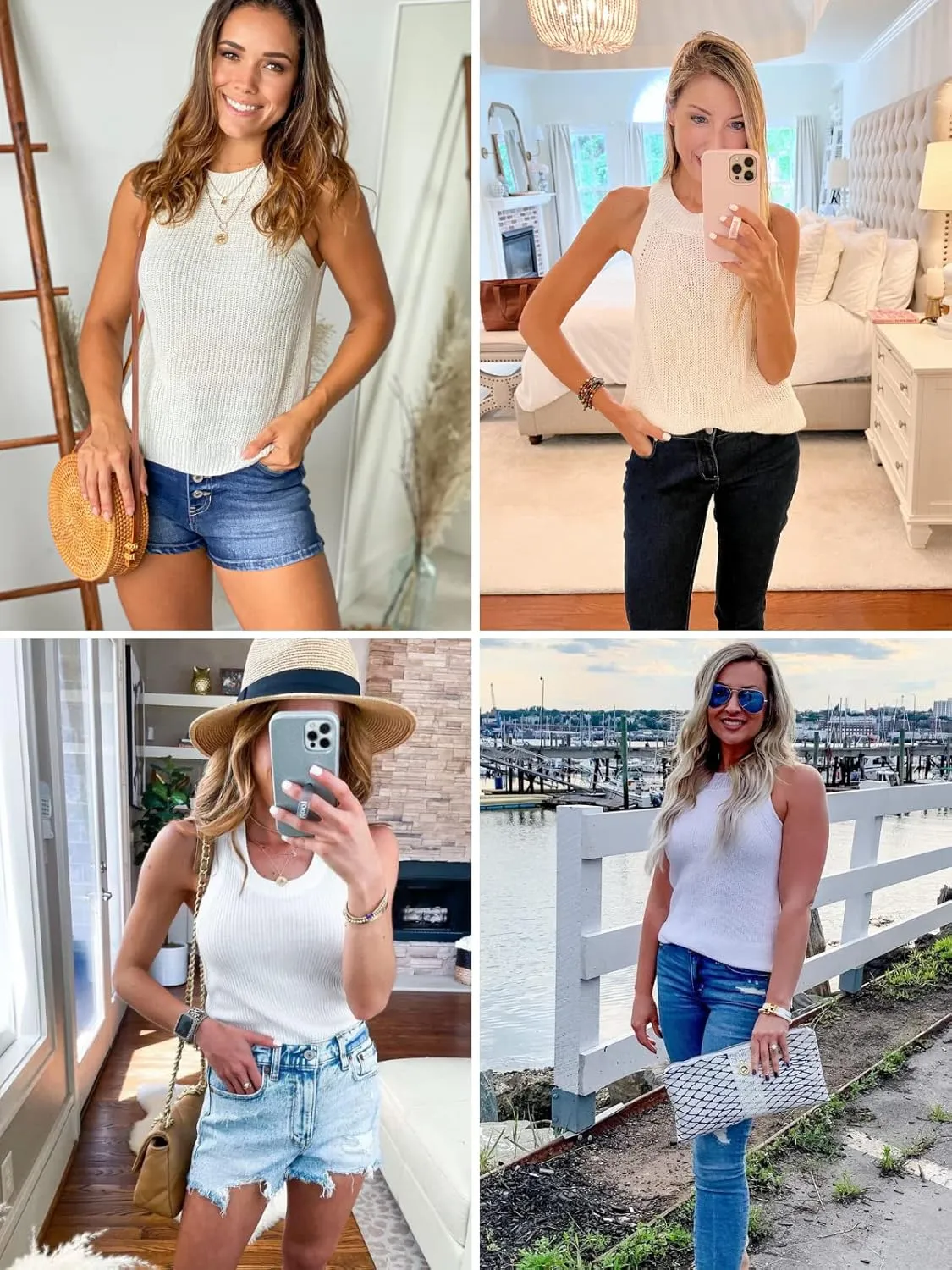 SySea Womens Summer Loose Knit Shirts Sleeveless Halter Neck Sweater Tank Tops